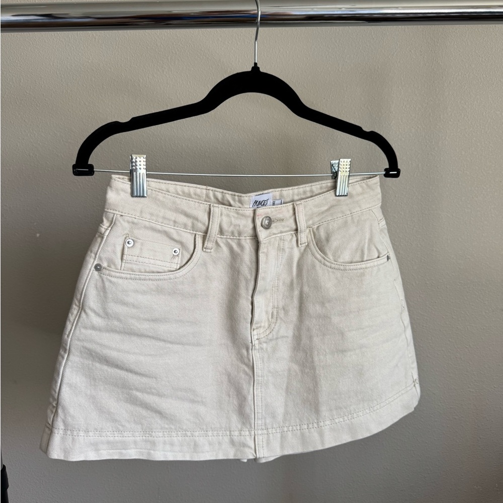 princess polly heuston denim skort cream